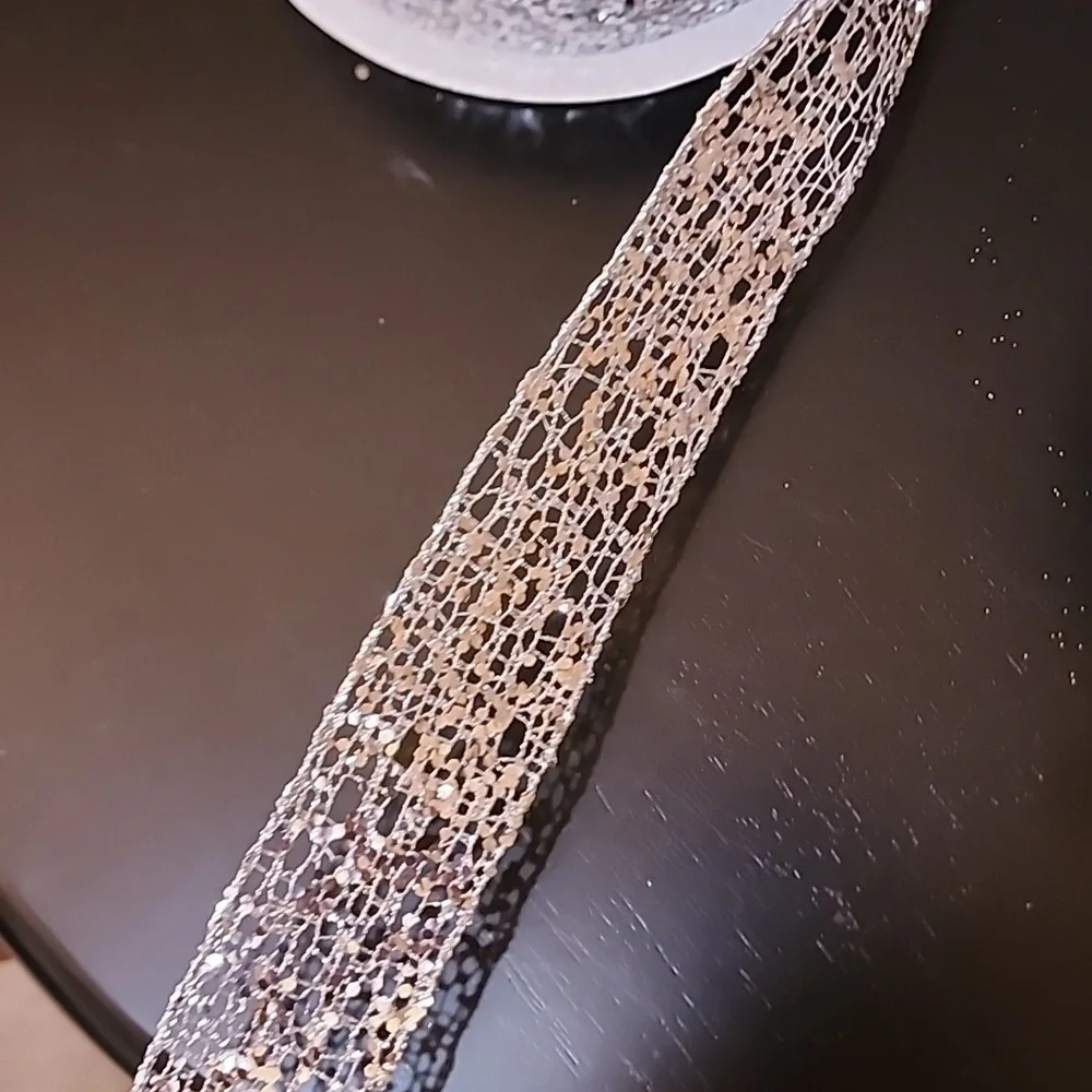 3 Rolls Glitter Kirkland Wire-edged Ribbon, Approx 98 yards total